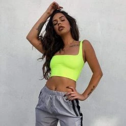 Kinky Cloth Top & Tees Neon Green Fitness Tank Top