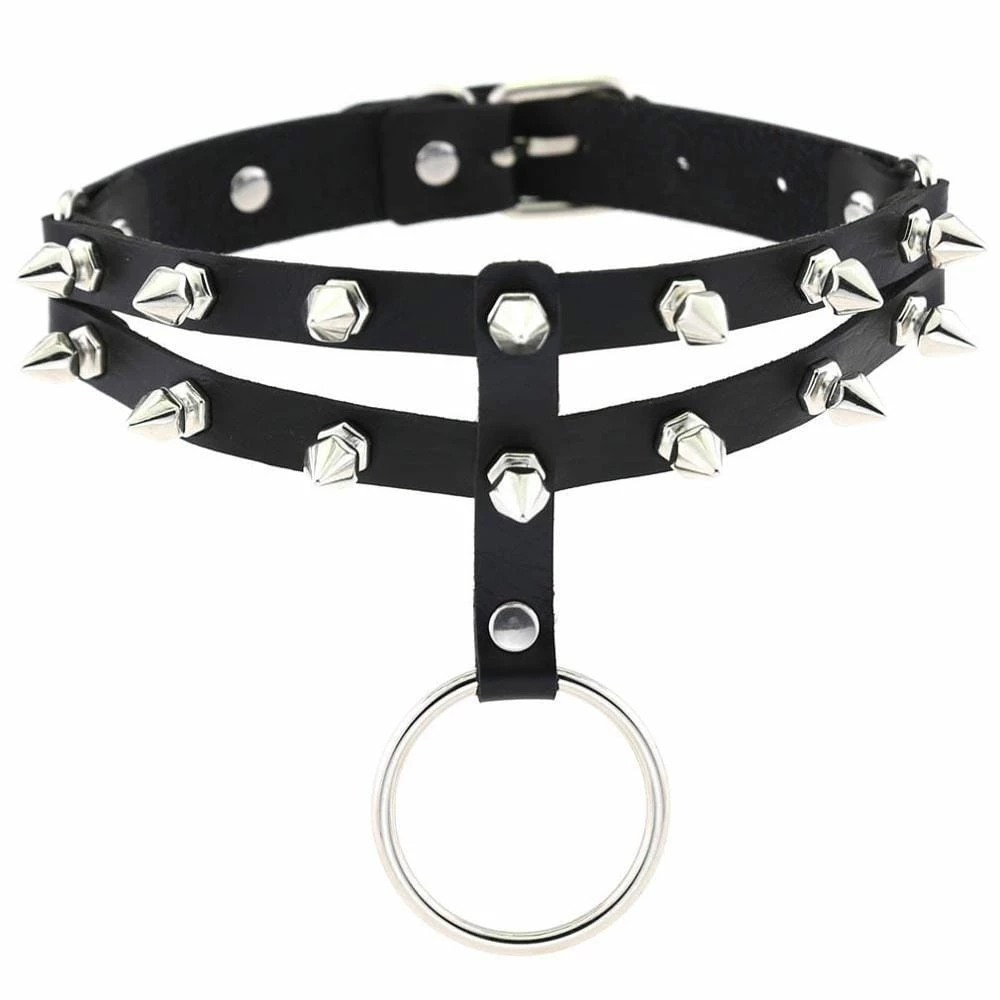 Kinky Cloth O-Round Spike Rivet Choker 1 Kinky Cloth O-Round Spike Rivet Choker