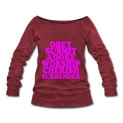 SPOD Obey Submit Adore Worship Cherish Surrender Wideneck Sweatshirt BDSM