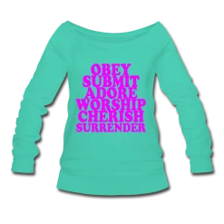 SPOD Obey Submit Adore Worship Cherish Surrender Wideneck Sweatshirt BDSM