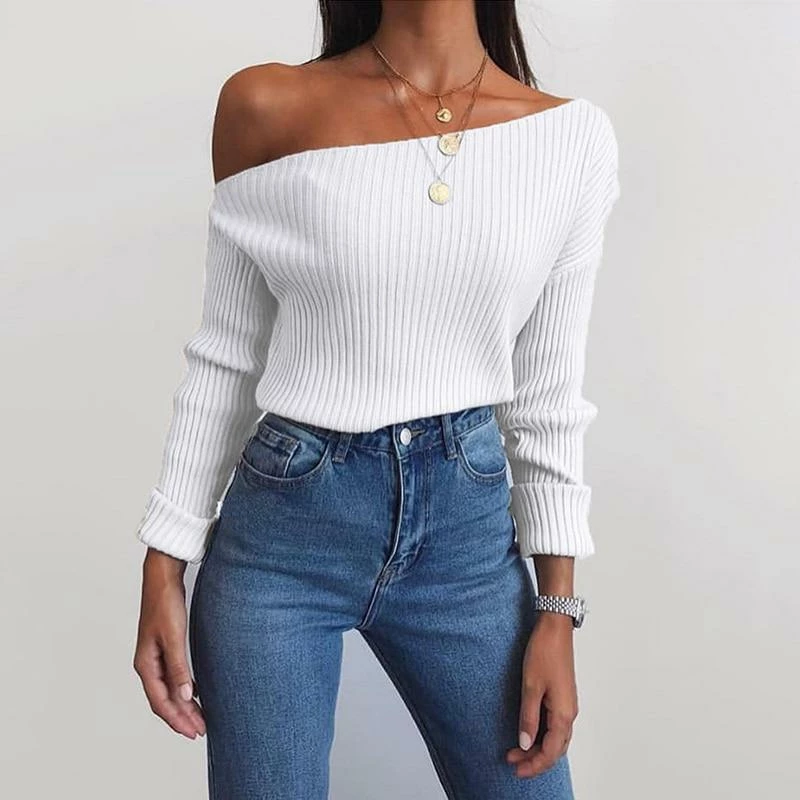 Kinky Cloth Off Shoulder Solid Ribbed Loose Sweater Top & Tees 2 Kinky Cloth Off Shoulder Solid Ribbed Loose Sweater Top & Tees