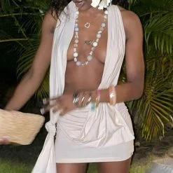 Kinky Cloth Top & Tees Twist Knot Halter Mini Dress