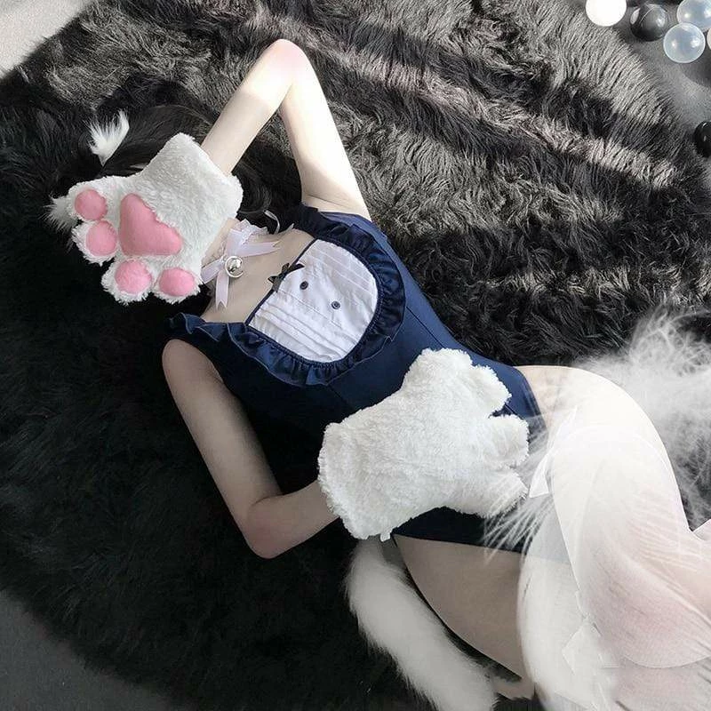 Kinky Cloth One-Piece Maid Bodysuit With Tail Kittens 4 Kinky Cloth One-Piece Maid Bodysuit With Tail Kittens