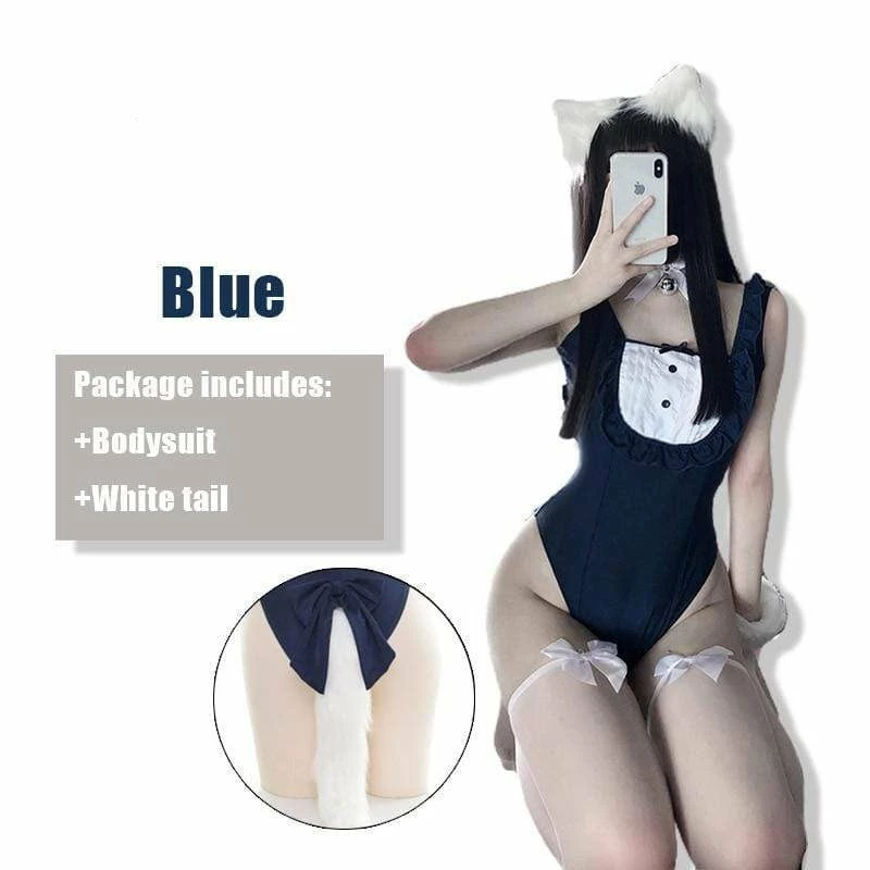 Kinky Cloth One-Piece Maid Bodysuit With Tail Kittens 12 Kinky Cloth One-Piece Maid Bodysuit With Tail Kittens
