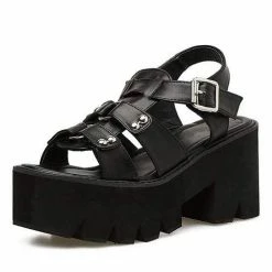 Kinky Cloth Goth Open Toe Platform Punk Sandals