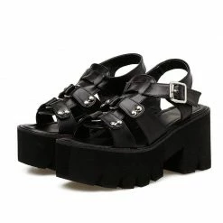 Kinky Cloth Goth Open Toe Platform Punk Sandals