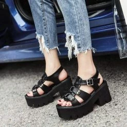 Kinky Cloth Goth Open Toe Platform Punk Sandals