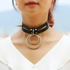 Kinky Cloth Goth Oversized Rivet Choker