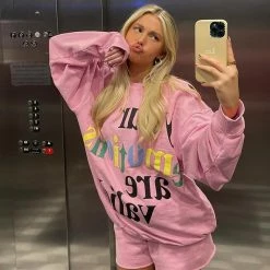 Kinky Cloth Oversized Sweatshirt & Shorts Set Top & Tees