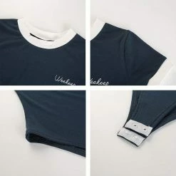 Kinky Cloth Panelled Letter Embroidery Bodysuit