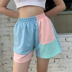 Kinky Cloth Pastel Colored Patchwork Sweat Shorts