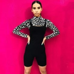 Kinky Cloth Patchwork Buckle Jumpsuits Onesies & Bodysuits