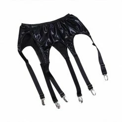 Kinky Cloth Patent Leather Suspender Garter Belts