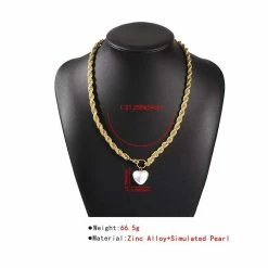 Kinky Cloth Jewelry Pearl Heart Braided Chain Necklace