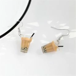 Kinky Cloth Pearl Milk Tea Earrings Jewelry