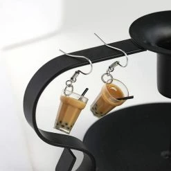 Kinky Cloth Pearl Milk Tea Earrings Jewelry