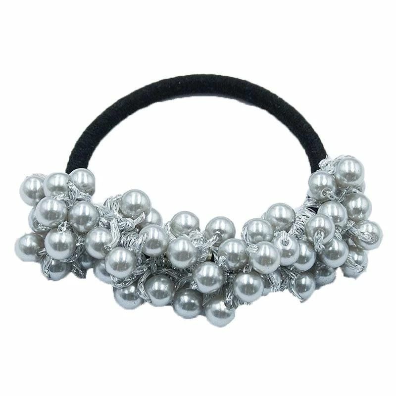 Kinky Cloth Pearl Rubber Bands Beads Ponytail 3 Kinky Cloth Pearl Rubber Bands Beads Ponytail