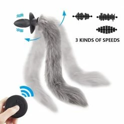 Kinky Cloth Pet Play Tail Vibrator W/ Remote Wag And Vibrate