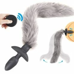 Kinky Cloth Pet Play Tail Vibrator W/ Remote Wag And Vibrate
