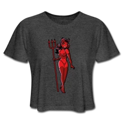 SPOD Top & Tees Pin Up Devil Women's Cropped T-Shirt