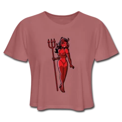 SPOD Top & Tees Pin Up Devil Women's Cropped T-Shirt