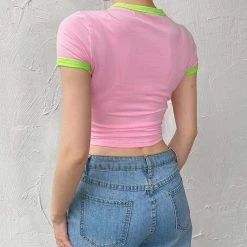 Kinky Cloth Pink Bunny Ringer Crop Top 7 Kinky Cloth Pink Bunny Ringer Crop Top