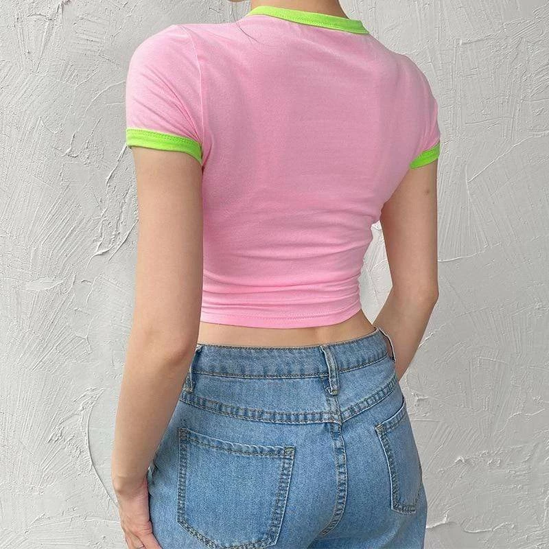 Kinky Cloth Pink Bunny Ringer Crop Top 3 Kinky Cloth Pink Bunny Ringer Crop Top