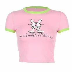 Kinky Cloth Pink Bunny Ringer Crop Top 8 Kinky Cloth Pink Bunny Ringer Crop Top