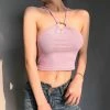 Kinky Cloth Pink Halter Cropped Tank Top Top & Tees