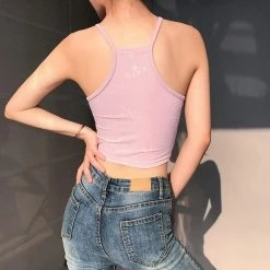 Kinky Cloth Pink Halter Cropped Tank Top Top & Tees 8 Kinky Cloth Pink Halter Cropped Tank Top Top & Tees