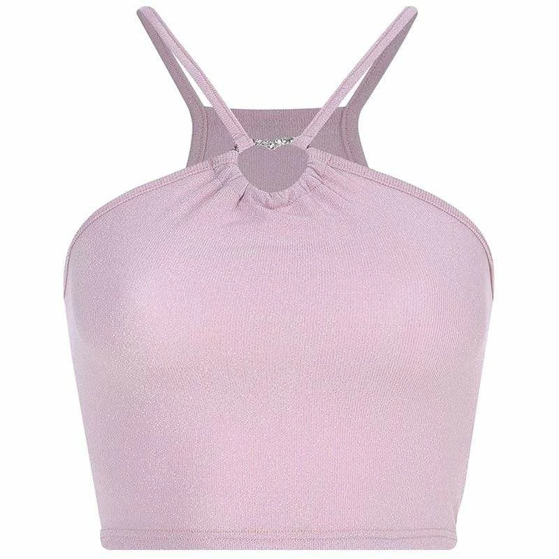 Kinky Cloth Pink Halter Cropped Tank Top Top & Tees 4 Kinky Cloth Pink Halter Cropped Tank Top Top & Tees