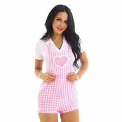 Kinky Cloth Pink Plaid Overalls