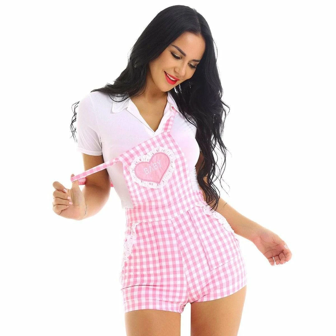 Kinky Cloth Pink Plaid Overalls 2 Kinky Cloth Pink Plaid Overalls