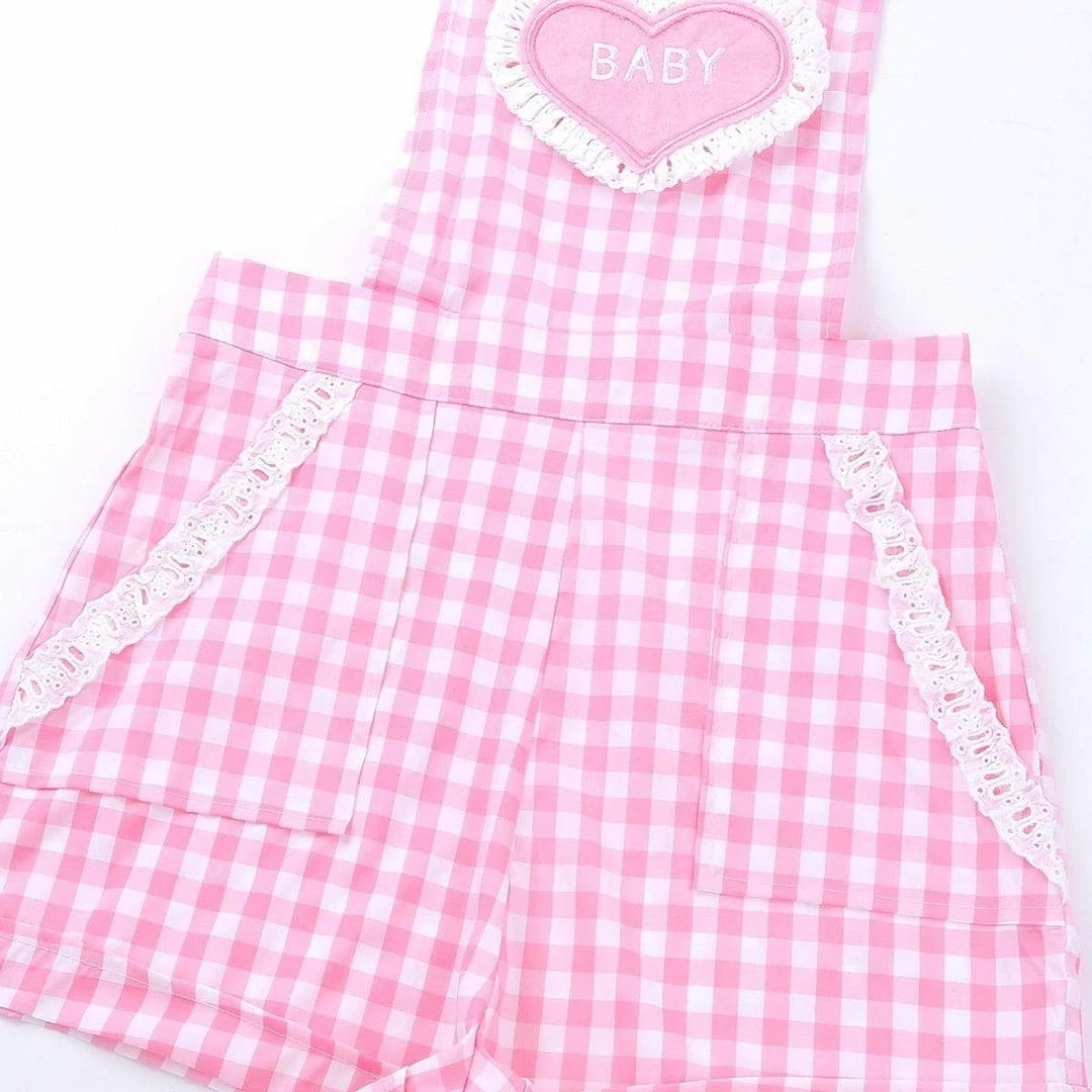 Kinky Cloth Pink Plaid Overalls 8 Kinky Cloth Pink Plaid Overalls