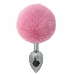 Kinky Cloth Pink Rabbit Metal Tail Plug