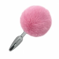Kinky Cloth Pink Rabbit Metal Tail Plug