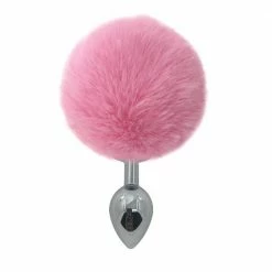 Kinky Cloth Pink Rabbit Metal Tail Plug