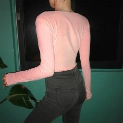 Kinky Cloth Pink Strawberry Long Sleeve Crop Top DDLG - Daddy / Little