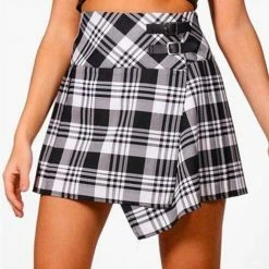 Kinky Cloth Plaid Mini 2 Piece Skirt And Top Set Goth