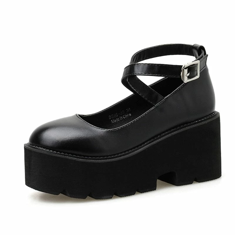 Kinky Cloth Ankle Strap Wedge Platform Pumps 2 Kinky Cloth Ankle Strap Wedge Platform Pumps