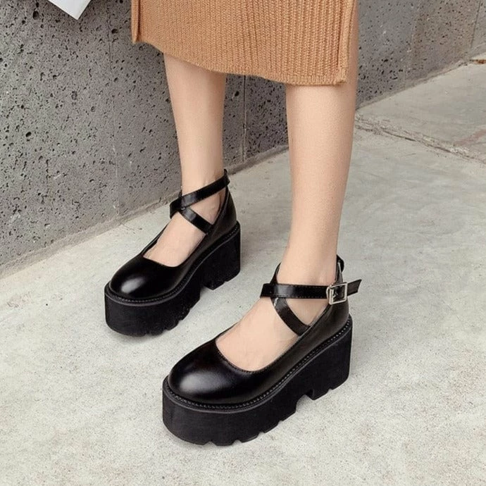 Kinky Cloth Ankle Strap Wedge Platform Pumps 4 Kinky Cloth Ankle Strap Wedge Platform Pumps