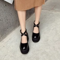 Kinky Cloth Ankle Strap Wedge Platform Pumps 10 Kinky Cloth Ankle Strap Wedge Platform Pumps