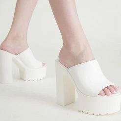 Kinky Cloth Footwear Platform Mule Square Heels