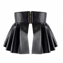 Kinky Cloth Pleated Micro Mini Leather Skirt