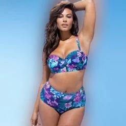 Kinky Cloth Plus Size Floral High Waist Swimwear