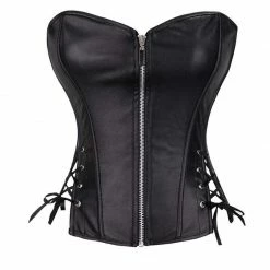 Kinky Cloth Goth Plus Size Leather Corset Skirt Set