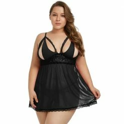 Kinky Cloth Dresses Plus Size Open Cup Nightdress Set