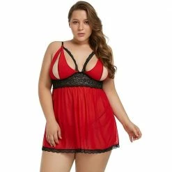 Kinky Cloth Dresses Plus Size Open Cup Nightdress Set