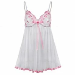 Kinky Cloth Plus Size Pink Bowknot Lace Nighties Dresses