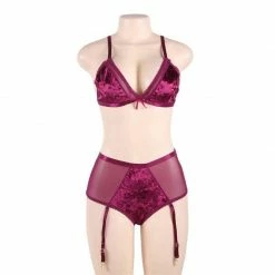 Kinky Cloth Lingerie & Panties Velvet Garter Lingerie Set